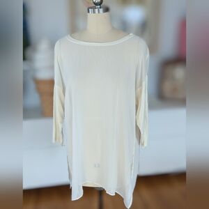 Drop shoulder ivory boat neck top XL